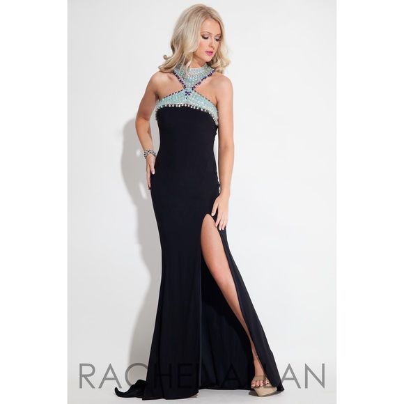 Black Rachel Allan Size 4 Side slit dress - Picture 1 of 2